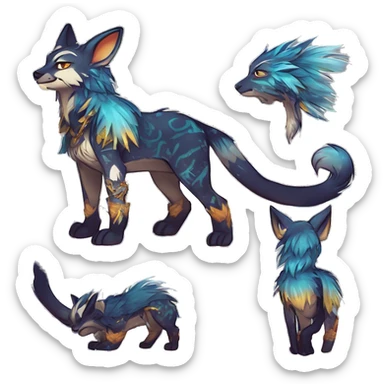 Cool cute Kawaii edgy fantasy shiny animal  fursona Fionbri vernid by griffsnuff & LiLaiRa & Falvie full body sticker