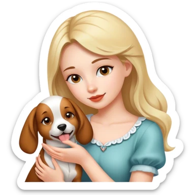 Coquette girl petting a dog sticker