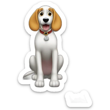 the dog gromit on tip of train laying tracks while the train rides on them sticker
