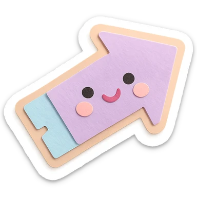 soft pastel kawaii arrow sticker in soft baby colors, paper craft style sticker