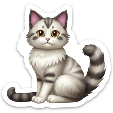 cinematic-[showshoe cat]-realistic-full-body-sitting-emoji,-tail-curled-playfully-around-its-paws,-head-tilted-dramatically,-fluffy-fur,-simplified-yet-realistic-focused-features,-highly-detailed,-glowing-with-an-almost-sarcastic-glow sticker