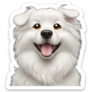 wink eye white dog fluffy sticker