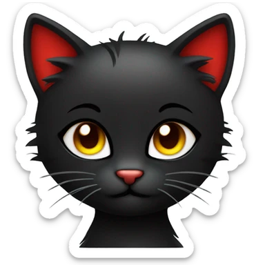 Edgy Cool Beautiful Black Cat with Pretty Emo Hair-bangs with Red Streaks sticker