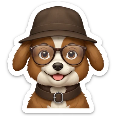 hatted dog with glasses  sticker