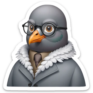 Pigeon with glasses and coat looking like a spy sticker