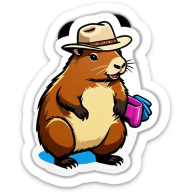 Cowgirl capybara sticker