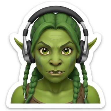 ork  woman with headphones sticker