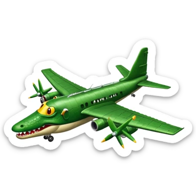 A bomber plane with a crocodile head  sticker