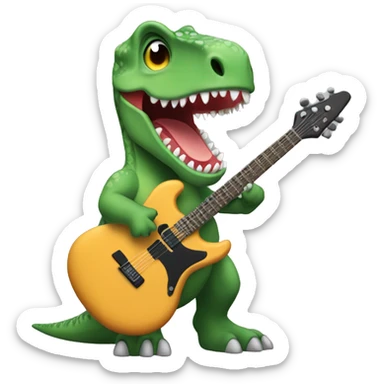 dino with a gitaur sticker