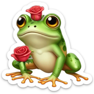 Frog with a rose sticker
