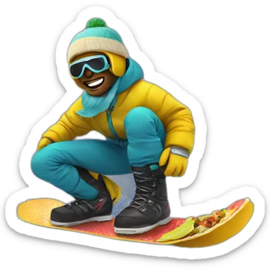 snowboarding while eating a taco sticker