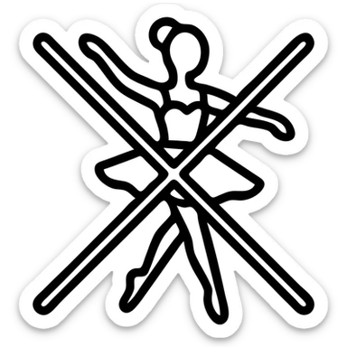 a ballet dancer with a big red cross over her, symbolizing ballet dancing not allowed, clear and expressive sticker
