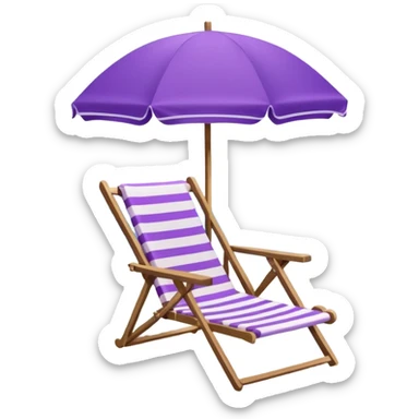 beach chair with striped purple umbrella sticker