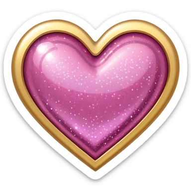 Gold heart with pink glitter  sticker