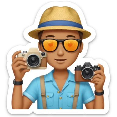 fotographer with summer clothes and sun glasses sticker