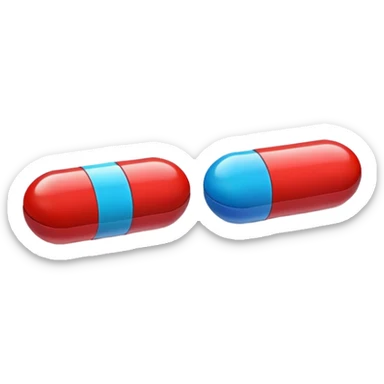 one red blue colored pill sticker