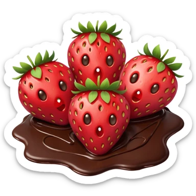 lots of strawberries in melted chocolate sticker