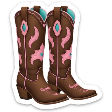 cowgirl boots cute a tiny bit of pink on it sticker
