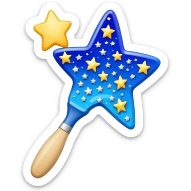 a painting brush with shiny stars, make it modern style sticker