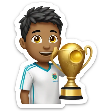 niño levantando la copa  del mundo  sticker