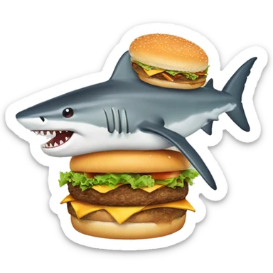 Burger on a shark sticker