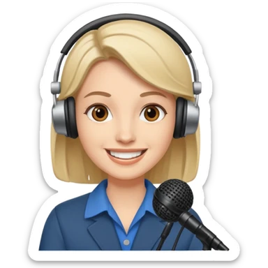 radyocu , podcast sunuyor, önünde microfon sticker