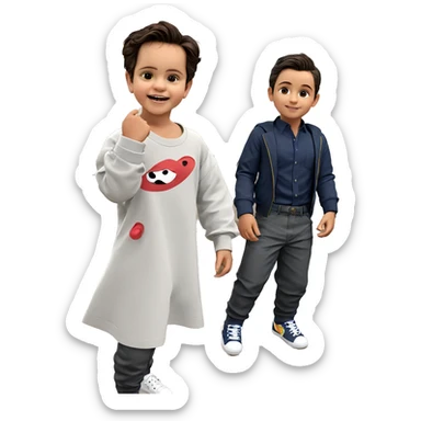 two boys in stylish outfits sticker
