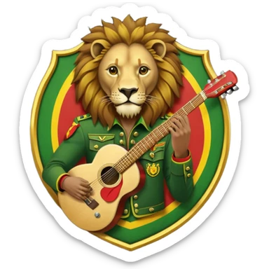 Bob Marley heraldic crest made with ethiopian colors sticker