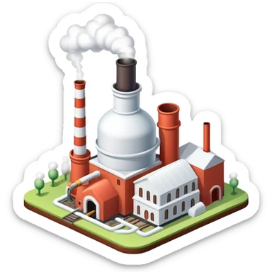 Isometric small white sugar factory  sticker