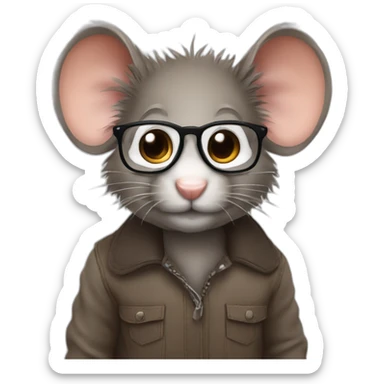 Un gros rat avec des lunettes et avec des cheveux bruns sticker