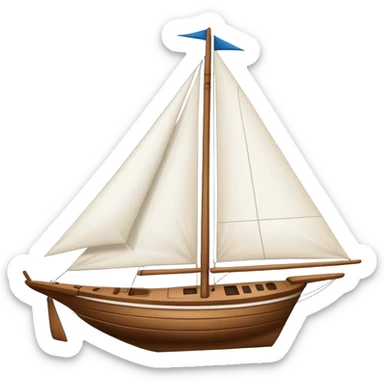 sailboat with visible rudder and white sails sticker