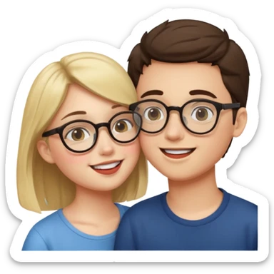 boy with spects kissing a girl sticker