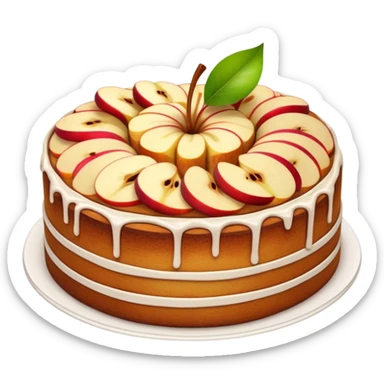 cinematic-realistic-apfelkuchen-dessert-emoji,-depicted-as-a-classic-apple-cake-with-cinnamon-and-thinly sliced apples on the top neatly spread out-rendered-with-soft-textures-and-warm,-inviting-lighting. sticker