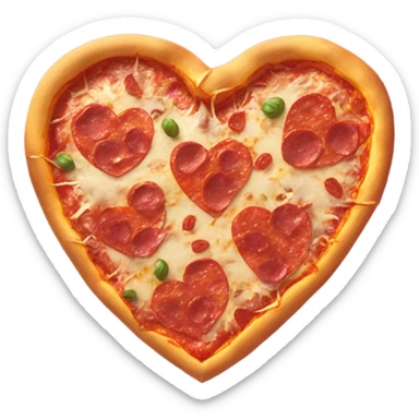 Realistic heart shaped pizza sitting flat in a hot pink open pizza box. sticker
