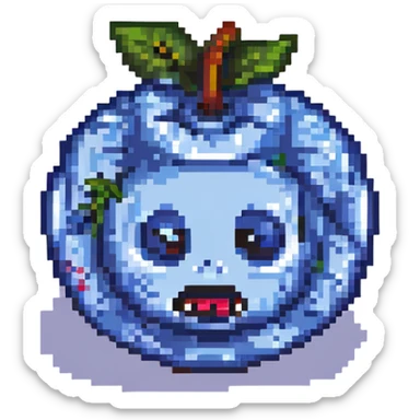 blueberry character with a sinister expression sticker
