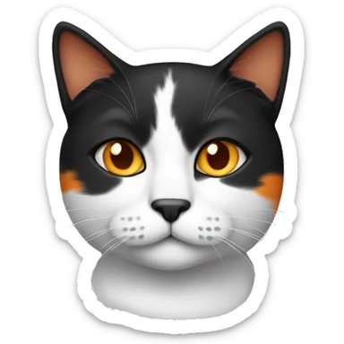 Black,white and orange cat sticker