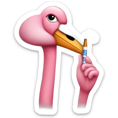Pink flamingo is smoking a cigarette  sticker