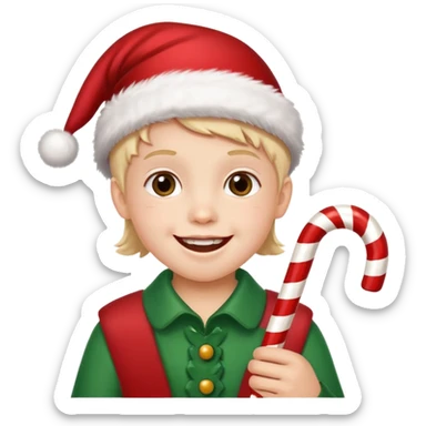 Chiklder with candy canes celebrating Christmas sticker