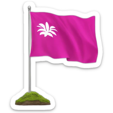 big fuchsia flag with white inscription "idea" in centre sticker