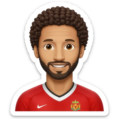 smiling Black British footballer with tight curly hair and trimmed beard, inspired by Apple emoji style, Rio Ferdinand sticker
