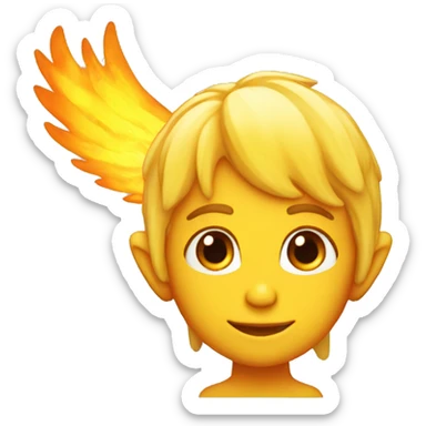 Yellow hair elf with orange angel halo made of fire sticker