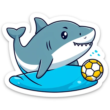 Shark holding a water polo sticker