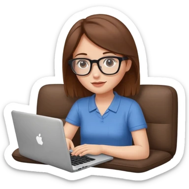 A girl is working with a laptop while lying horizontal on the sofa sticker