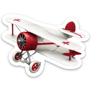 white vintage biplane with crimson accents sticker