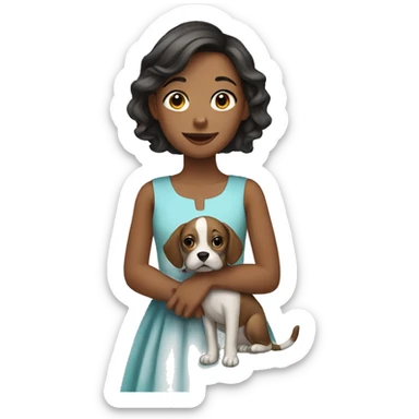 girl with dog in dress sticker