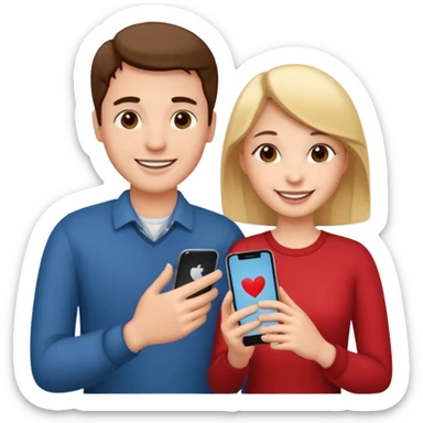 couple photo romantic inside one phone screen  sticker