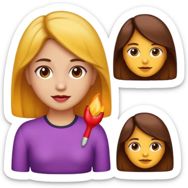 Una niña con piel de color carne y medio morena y medio morena de pelo tipo emoji sticker