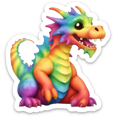 Super colorful rainbow tye dye dragon  sticker