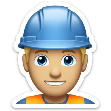 homme blond yeux bleu sans barbe avec cheveux court en l'air dans une tenue de chantier sticker