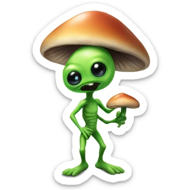 Alien with mushroom sticker